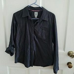 IZOD 100% Cotton Dark Gray Button-Up Blouse M